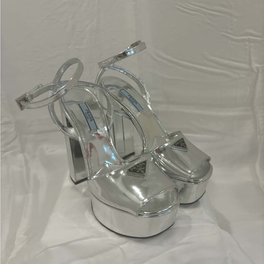 Prada Women's Silver Platform Heels